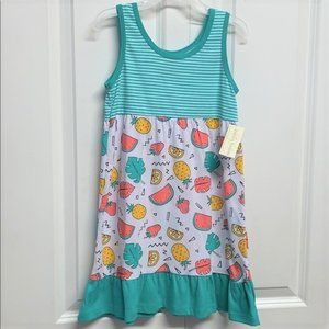 Bobbie Brooks Multi Color Strip Fruit Print Summer Sun Dress Size XS Childs NWT
